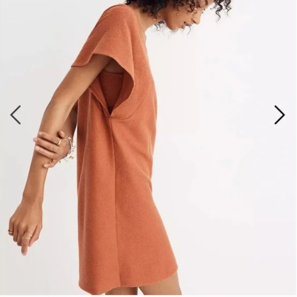 Madewell Texture & Thread Square Neck Ribbed Orange Dress S - Picture 2 of 12